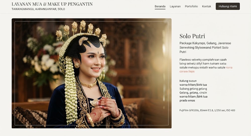 Pengantin Solo Putri dengan paes dan cunduk mentul